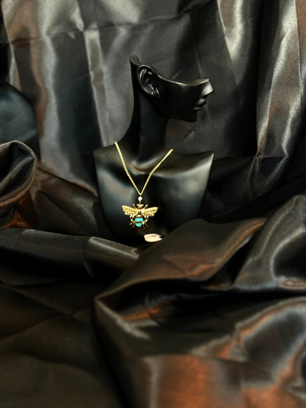 Blue Bee Pendant Necklace