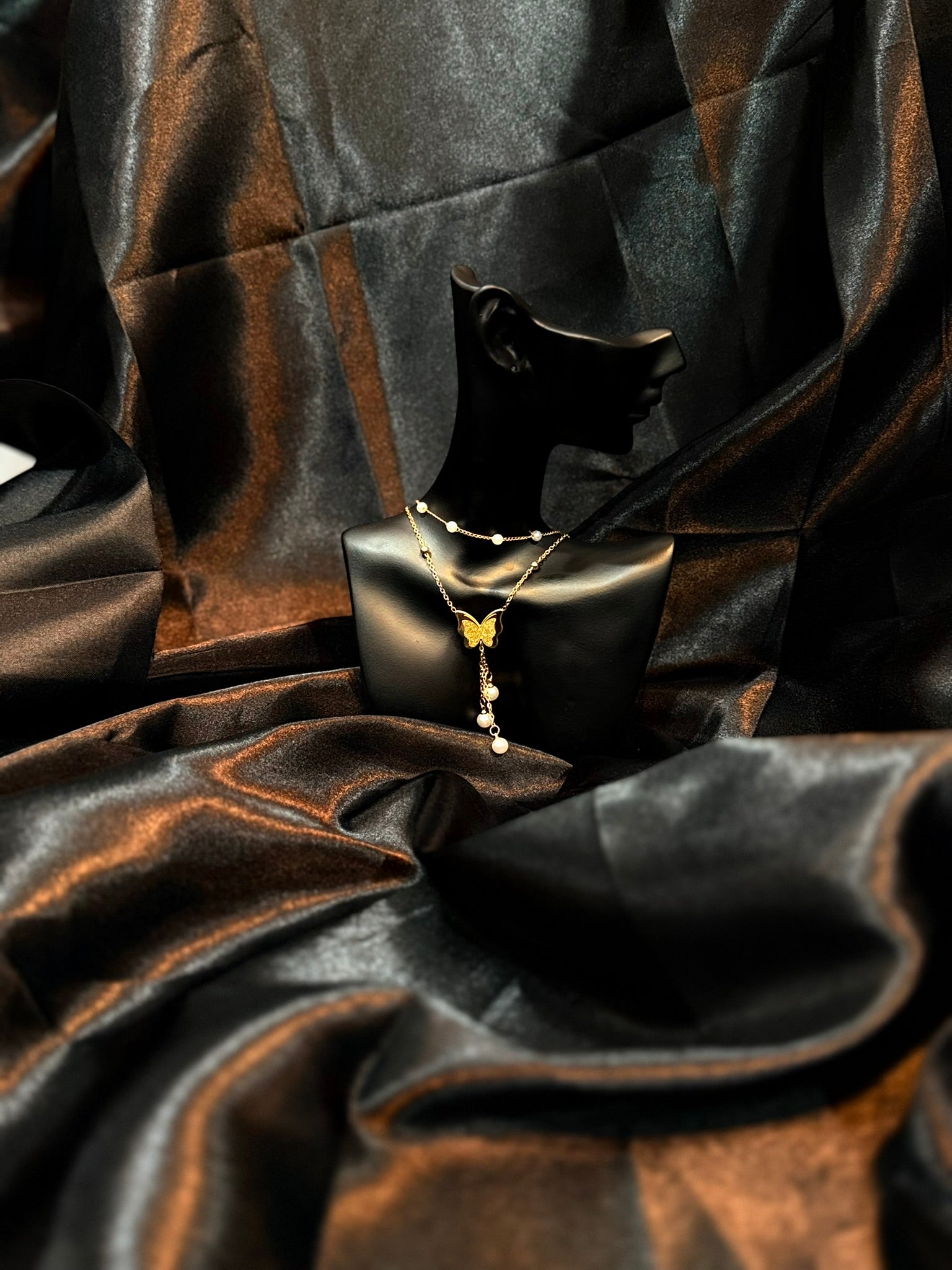 Butterfly & Crystal Layered Necklace