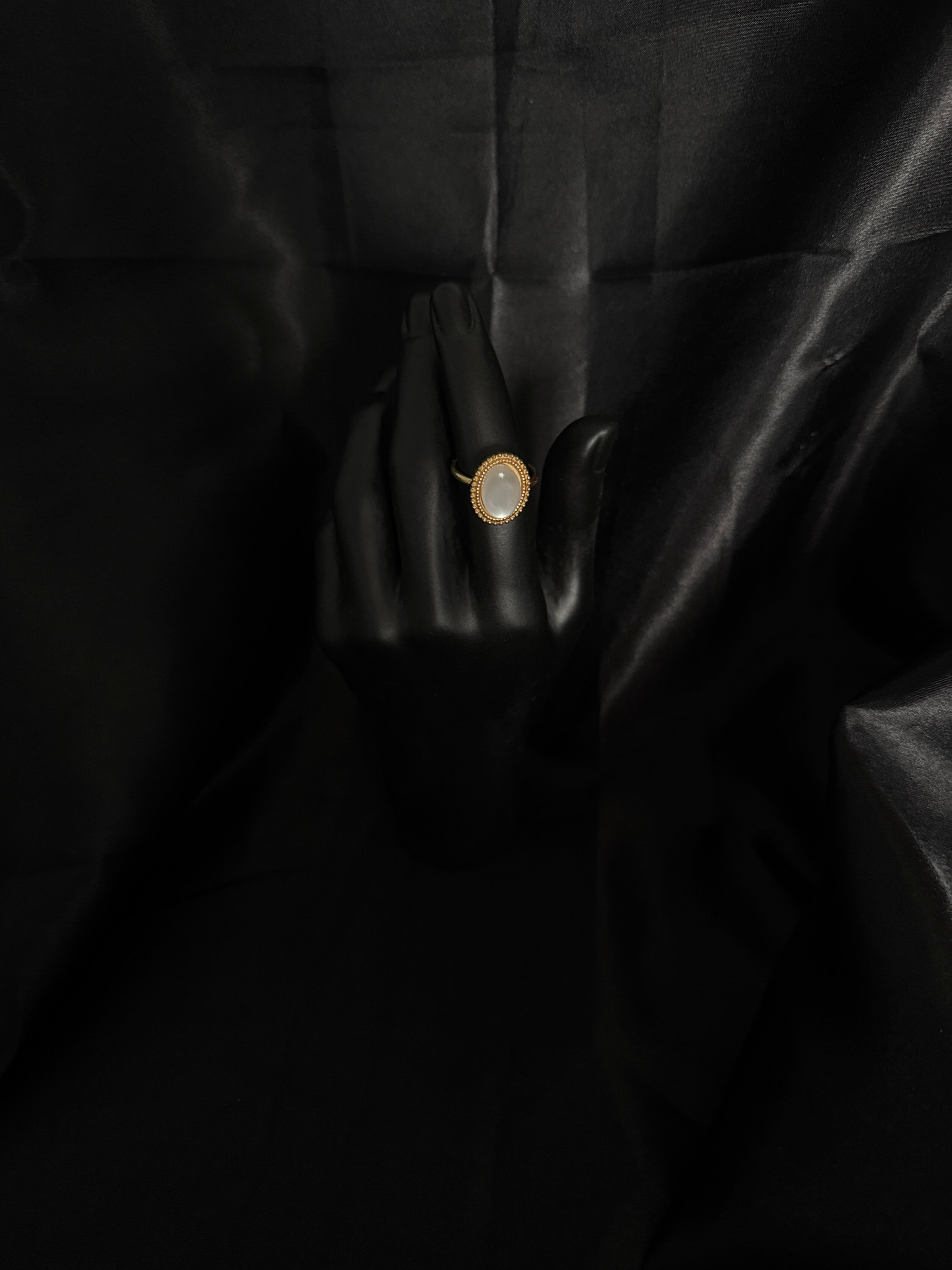 Oval White Stone Ring