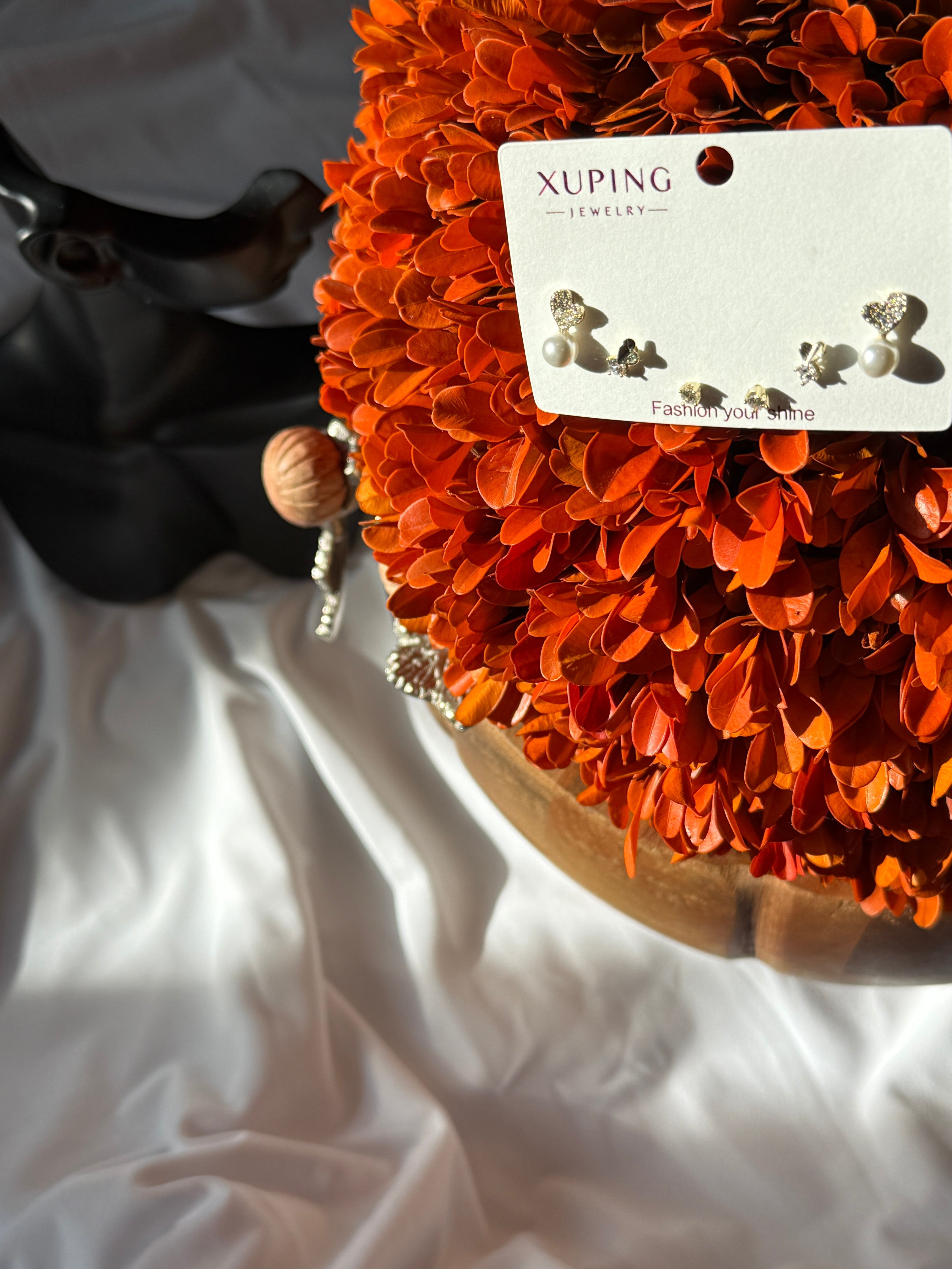 Pearl & Heart Stud Set