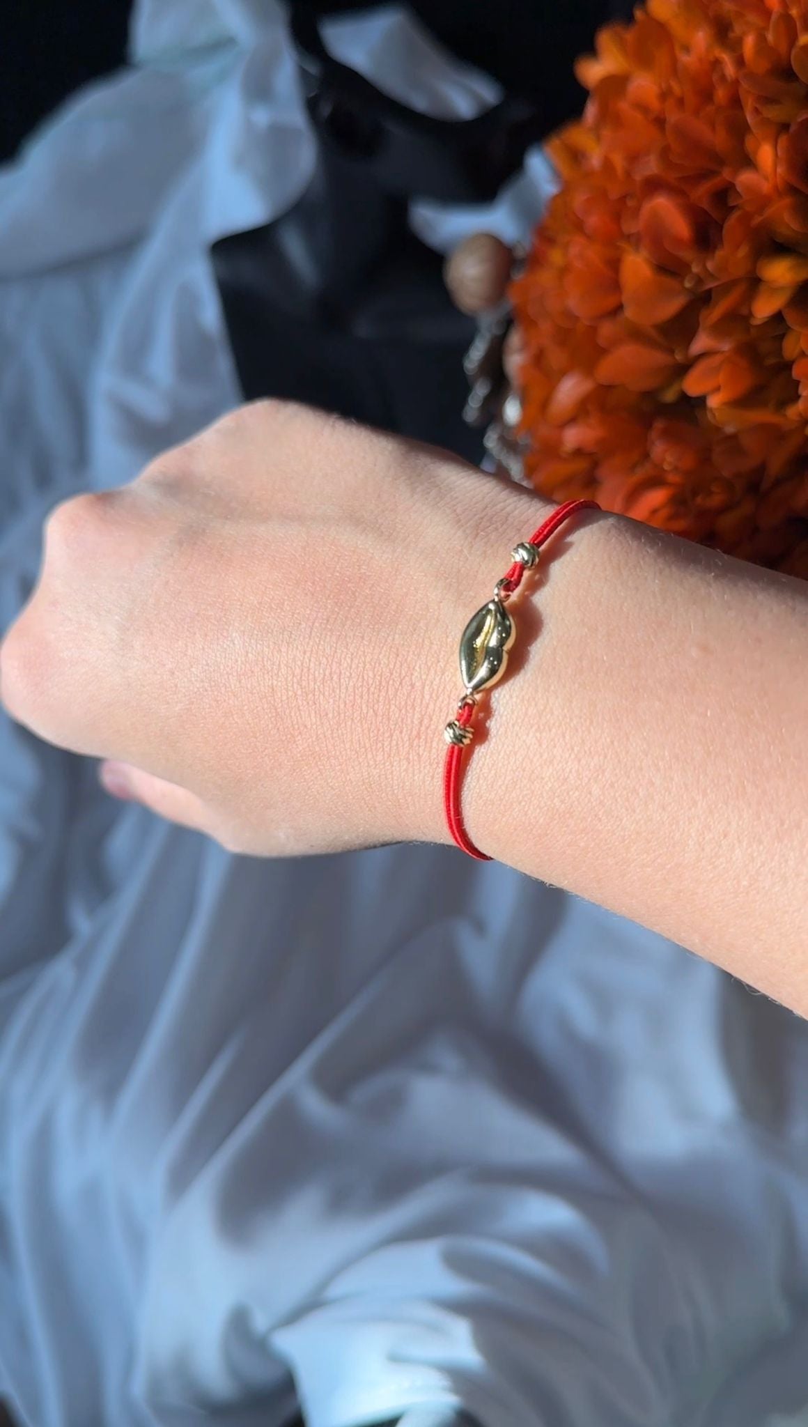 Red Cord Seashell Bracelet